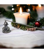 Vtg Pewter Metal Snowman Candle Snuffer 6.5in Long 2.5in Tall Holiday Decor - €8,24 EUR