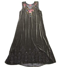 NWT Johnny Was Britton Velvet Maxi in Graphite Embroidered Dress L $425 - £155.75 GBP