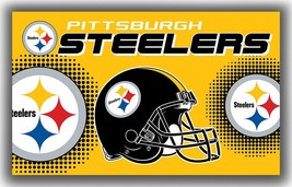 Pittsburgh Football Team Memorable Flag 3x5ft Steelers Helmet Banner Sty... - $335.24 MXN