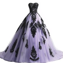 Long Ball Gown Black Lace Gothic Corset Formal Prom Evening Dresses Lave... - £125.63 GBP