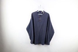 Vtg 90s Streetwear Mens Large Faded Blank Baggy Fit Long Sleeve Henley T-Shirt - £35.57 GBP