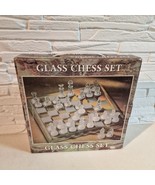 Vintage Glass Chess Set 32-Piece Frosted &amp; Clear Board Game 25x25 cm New... - $1,112.09 MXN