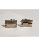 Vintage Gold Tone Cufflinks Mid Century Atomic Grooved &amp; Smooth Design R... - £5.97 GBP