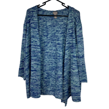 Chicos 3 Space Dye Cardigan Sweater Women XL Blue Open Front 3/4 Sleeves - £17.06 GBP