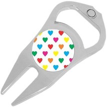 Hearts on White Golf Ball Marker Divot Repair Tool Bottle Opener - £9.38 GBP