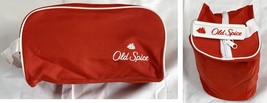 Vintage Old Spice Shaving Toiletry Bag Red Nylon Travel Bag 9.5” Long Vtg - £14.75 GBP