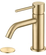 Jxmmp Brushed Gold Bathroom Faucet, Single Handle Brass Sink Faucet Bath... - $67.96