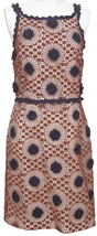 TORY BURCH Dress Sleeveless Crochet Knit Brown Navy Blue Floral Sz 8 - £93.41 GBP