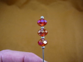 (u70-43) Red faceted glass 3 bead silver hatpin Pin hat pins love hats J... - $10.39
