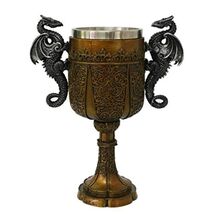 Double Dragon Drinking Chalice Goblet 9 inches Tall - $45.98
