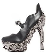 Hades KATJA Black Maryjane Pump 6&quot; High Ornate Molded Heels Platform Ank... - £108.41 GBP