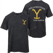 Yellowstone Dutton Ranch Distressed Logo Grey Front and Back T-Shirt Grey - £29.56 GBP+