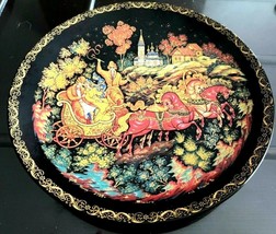 Collectible Plate Russian Lacquer Miniature Painted By The Palekh Master... - $34.85
