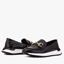 The Milan Black Croc-Embossed Patent Leather Women Sneaker image 7