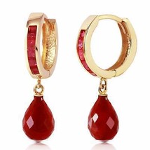 14K Solid Yellow Gold Leverback Natural Ruby Earrings - £395.37 GBP