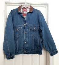 Marlboro Country Store Denim Jean Trucker Jacket Leather Collar Men&#39;s M Vintage - £31.19 GBP