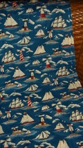 Lighthouses &amp; Sailboats Cape Cod 100% Cotton Fabric 6.22 Yds X 44&quot; 1996 NEW - £19.71 GBP