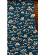 Lighthouses &amp; Sailboats Cape Cod 100% Cotton Fabric 6.22 Yds X 44&quot; 1996 NEW - £19.32 GBP