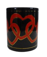 Black Coffee Mug Red Open Linked Hearts 10 Oz 1996 Tea Cup Cocoa Valenti... - £8.26 GBP
