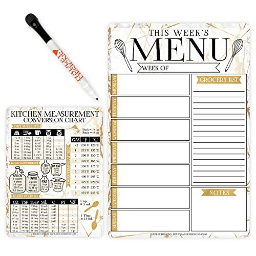 Gold Marbles Magnetic Meal Planner | Weekly | Calendar &amp; Planners - $19.99