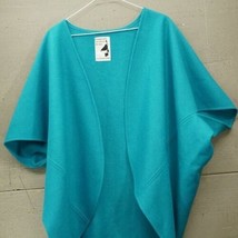 Margareta Forslund Teal Blue Short Sleeve Vest Round Wool Cape Simrisham... - £127.61 GBP