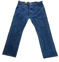 Levis 501 Jeans Original Button Fly Straight Leg Medium Wash Men&#39;s 42 x 32 - £26.92 GBP