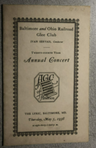 BALTIMORE &amp; OHIO RAILROAD Glee Club Annual Concert 20-page booklet (1938) - $19.79