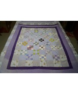 Lovely Purple &amp; Lavender Patch Work Hand Crafted  Quilt / Bedspread 74&quot; ... - $78.99