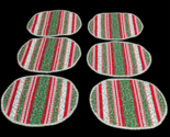 Set Of 6 Handmade Fabric Reversible Christmas Holly Berry Place Mats Red... - £15.79 GBP