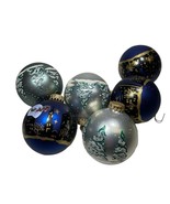 Lot 6 Christmas Ornaments 3” Baubles Glass Trees Santa Sleigh - $14.40