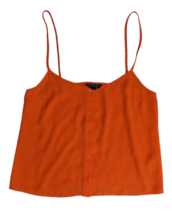 TOPSHOP Womens Orange Semi Sheer Spaghetti Strap Button Front Cami Tank Top Sz 4 - £15.00 GBP