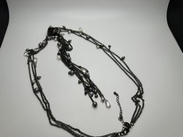 Vintage Black Lia Sophia Faux Pearl Tassel Necklace 30” - £15.82 GBP