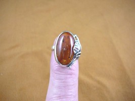(PR-7.75-3) Orange Amber Marquise Poland .925 Sterling Silver Ring Size 7.75 - £38.29 GBP