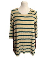 Puello by Anthropologie Striped Top/Tunic Size M, 3/4 Sleeves Scoop Neck... - $24.75