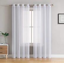 Hlc.Me White Sheer Curtains 84 Inches Long - 2, 54 W X 84 L Inch Long, W... - $33.95