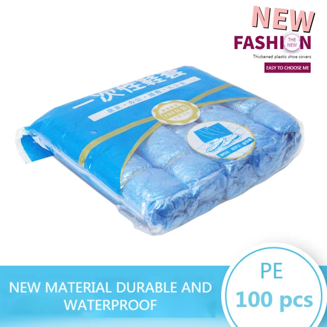 100Pcs Plastic Disposable Waterproof Shoe Covers Non-Slip Wear-Resistant - $11.99