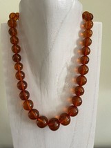 Vintage Transparent Amber 37 Beads Necklace 60 Grams, Larger Bead 18.7mm - £544.55 GBP