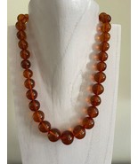 Vintage Transparent Amber 37 Beads Necklace 60 Grams, Larger Bead 18.7mm - £544.35 GBP