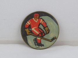 Vintage Soviet Hockey Pin - CSKA Moscow Player on Rink - Round Pin - £26.55 GBP