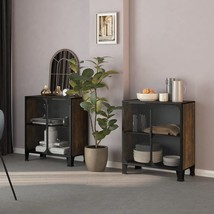  Storage Cabinet Set of 2 Rustic brown Metal and MDF Medium - $6,725.95 MXN