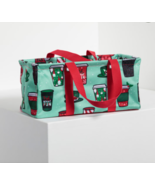 Tiny Utility Tote (new) HOLIDAY CAFE&#39; -  GREEN &amp; RED W/ HOLIDAY CUPS - AL78 - £22.43 GBP