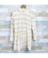 Muk Luks Hooded Sherpa Tunic Sweater White Beige Fair Isle Lounge Womens... - $29.69