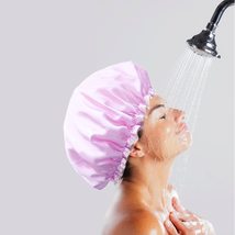 Shower Caps for Women 3 Pcs Waterproof Plastic Bath Caps Reusable Shower Hair Ca - £9.41 GBP