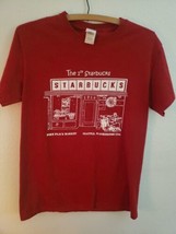 The 1st Starbucks T Shirt Pike Place Market Seattle Coffee Maroon Red Small - £15.50 GBP