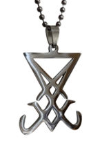 Sigil of Lucifer Pendant Necklace Steel Church of Satan Anton LaVey Luciferian - £7.99 GBP