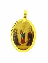 14k Gold Plated pendant necklace Virgen Chiquinquirá Medal 20&quot; chain Colombia - £9.46 GBP