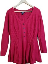 Style &amp; Co Red V-Neck Petite Size Buttoned Sweater (P-XLarge) Pre-Owned - £10.16 GBP