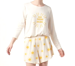 Any Body Brushed Jersey Printed Long Sleeve &amp; Shorts Set - Yellow Sunshine, Large - £22.49 GBP
