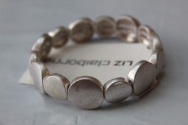 Liz Claiborne Silver Tone Stretch Bracelet Brushed Round Big &amp; Small    NEW - $15.12