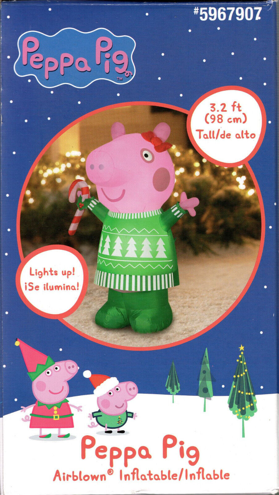 PEPPA PIG 5967907 AIRBLOWN INFLATABLE IN GREEN CHRISTMAS SWEATER 3.2&#39;  -... - $34.98